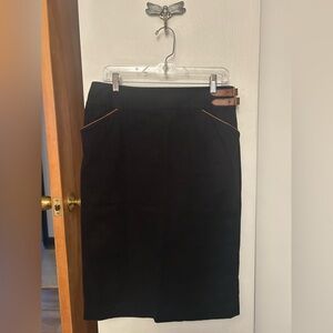 Lauren Ralph Lauren Black Pencil Skirt with Tan Accents